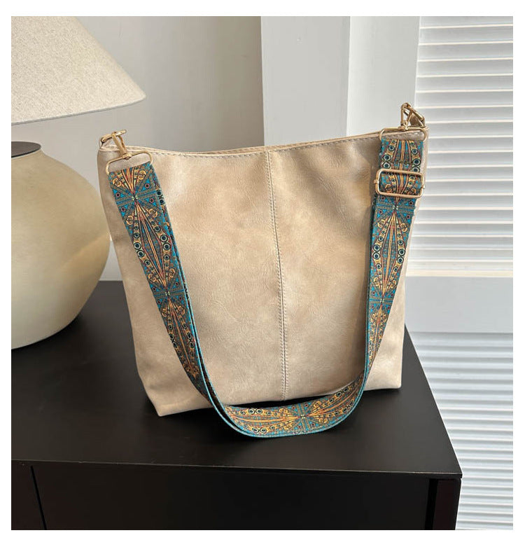 Buy Women's Shoulder Bag With Ethnic Style Wide Shoulder Strap Ins Large Capacity Bucket Crossbody Bags Fashion Handbag online at DLC Market