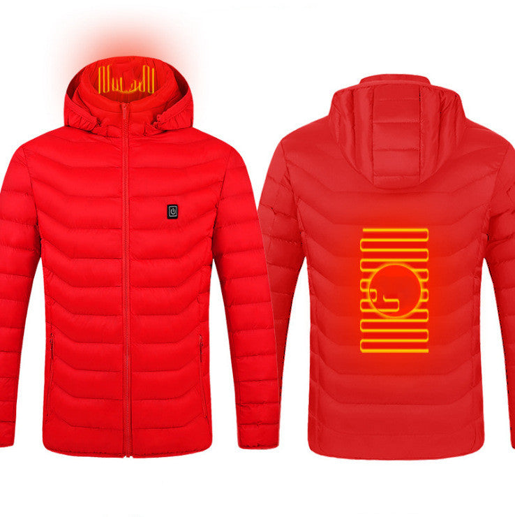 Winter Heated Jacket USB Electric Cotton Coat Zip-up Heater Thermal Clothing Heating Vest For Men by null
