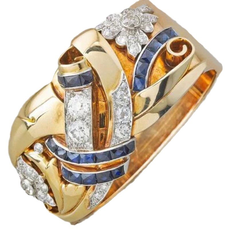 Buy Retro Hollow Ring European And American Exaggerated Flower-shaped Zircon online at DLC Market