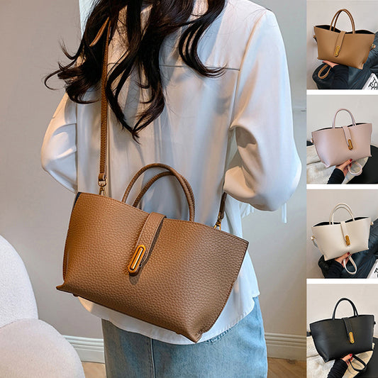 Buy INS Litchi Pattern Shoulder Bag Fashion Zipper Bucket Bag High Capacity Totes Handbag For Women online at DLC Market