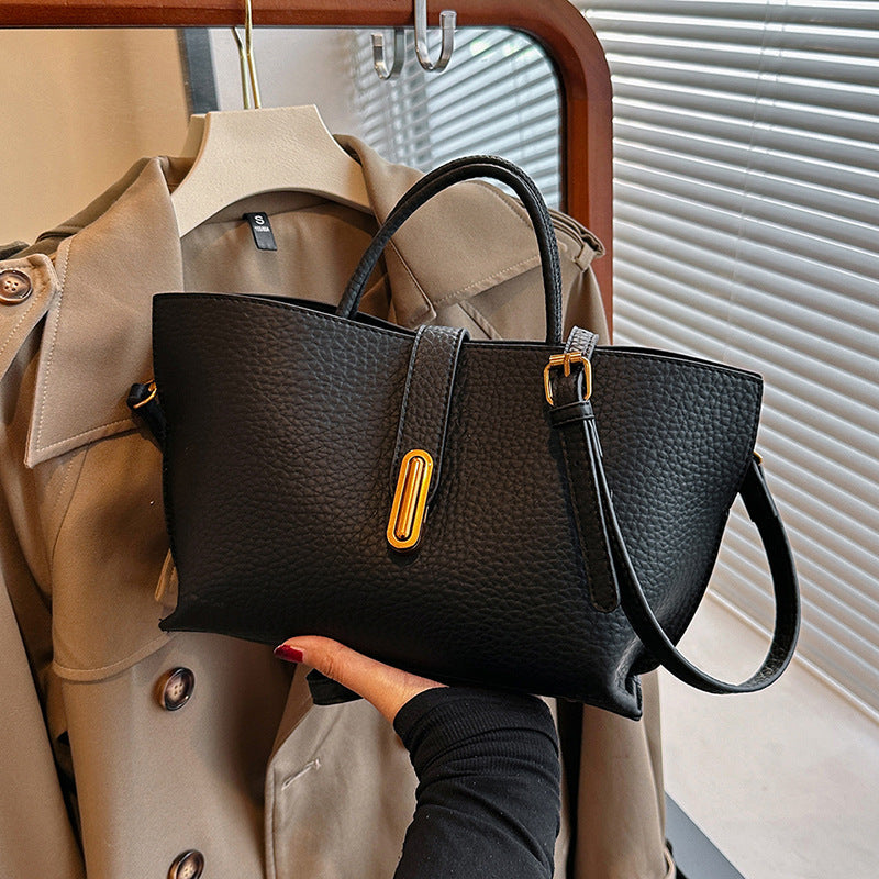 Buy INS Litchi Pattern Shoulder Bag Fashion Zipper Bucket Bag High Capacity Totes Handbag For Women online at DLC Market