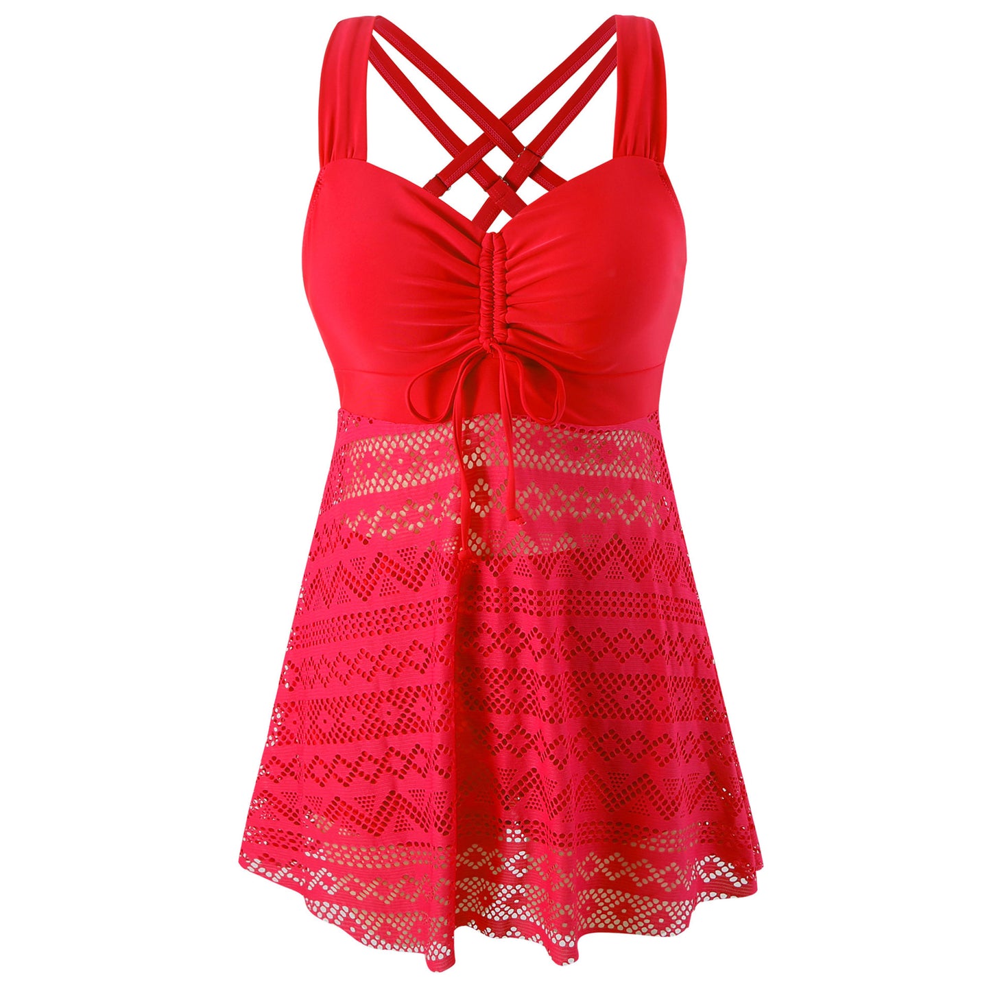 Korean Version Of Solid Color Lace One-piece Swimsuit by null