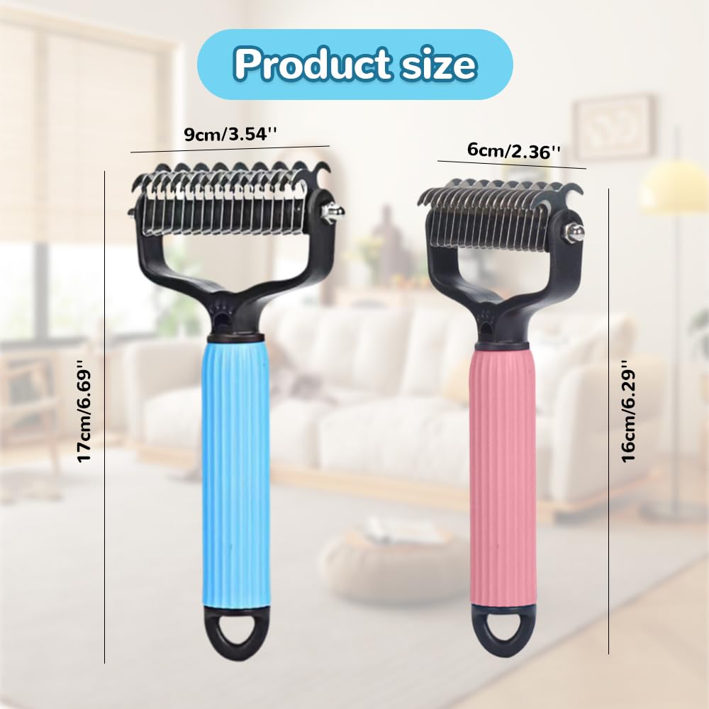 Buy Upgraded Pet Safe Dematting Comb For Dogs Cats Deshedding Undercoat Rake With Double-Sided Stainless Steel Teeth Dogs Cats Grooming Brush For Detangling Thinning Shedding online at DLC Market