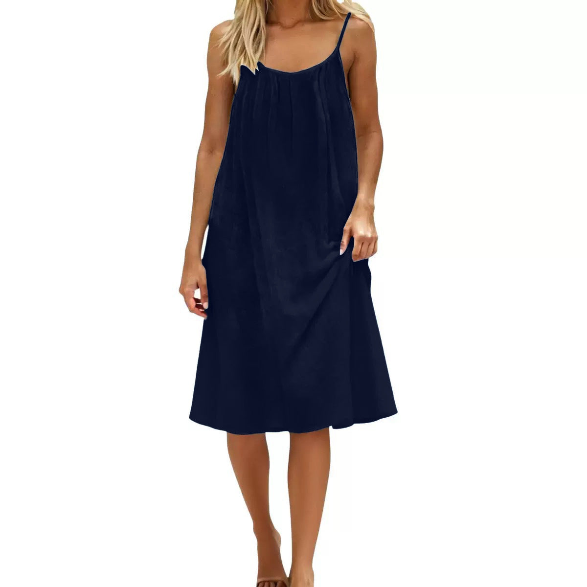 Women's Solid Color Spaghetti Strap Backless Dress - Sleeveless Summer Bodycon Fit Casual Evening Dress For Daily Wear Holiday Outfit by null