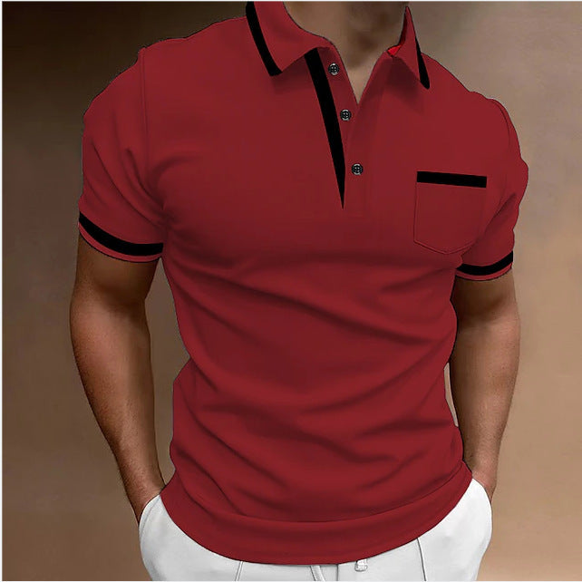 Men's Casual Square Collar Double Buckle Printed Short Sleeve by null
