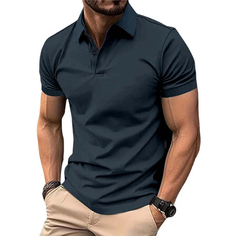 High Sense Casual Solid Color Buttons Short Sleeve by null