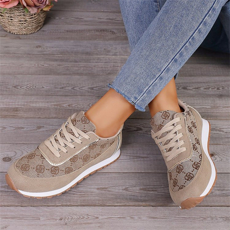 Buy Flower Print Lace-up Sneakers Casual Fashion Lightweight Breathable Walking Running Sports Shoes Women Flats online at DLC Market