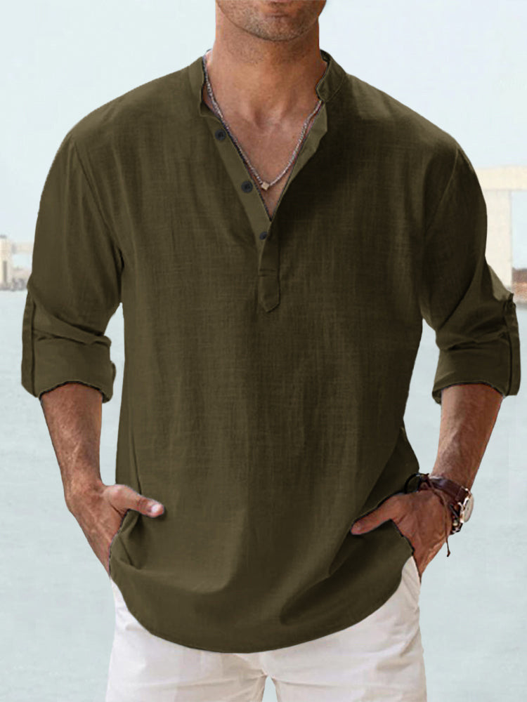 New Men's Casual Blouse Cotton Linen Shirt Loose Tops Long Sleeve Tee Shirt Spring Autumn Casual Handsome Men's Shirts by null