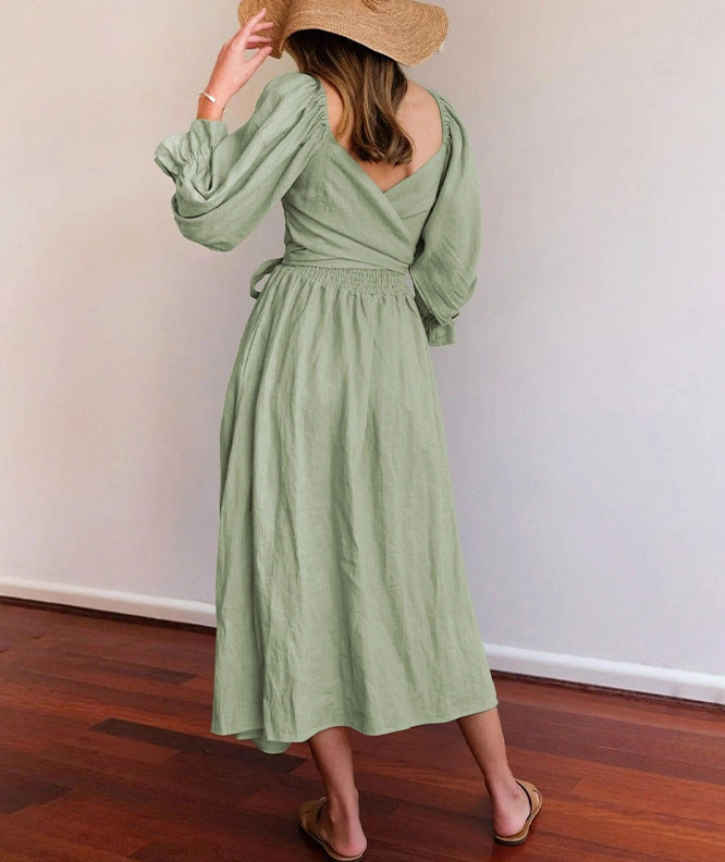Buy Women's Clothing V-neck Half Sleeves Front And Back Wearable Type Dress online at DLC Market