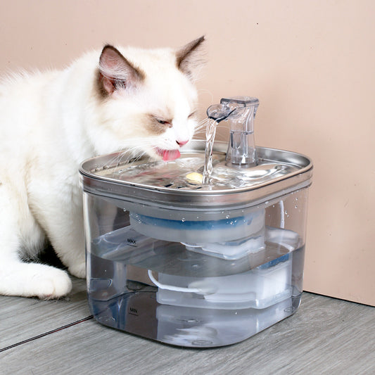 Buy Pet Cat Dog Stainless Steel Automatic Circulation Water Dispenser Intelligent Fountain Pets Accessories online at DLC Market