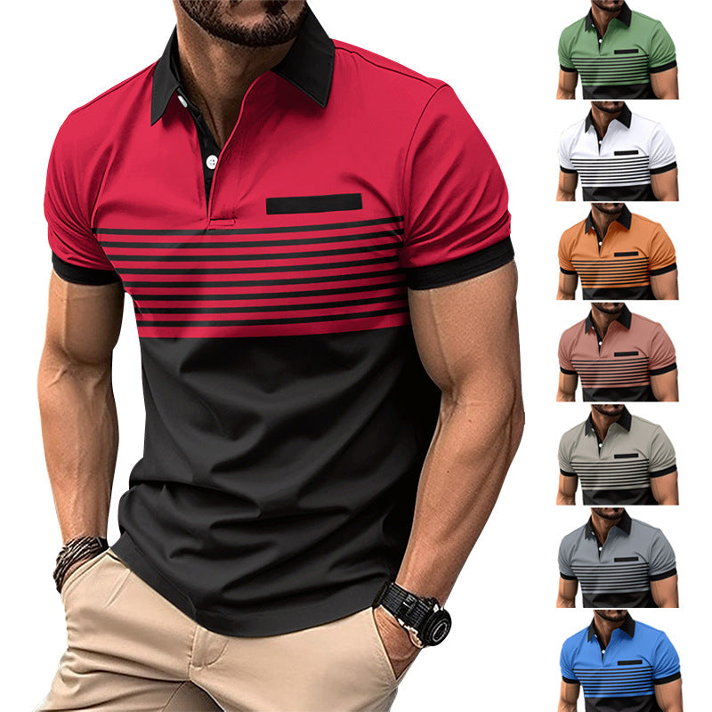 Casual Striped Shirt With Chest Pocket Men Clothing by null
