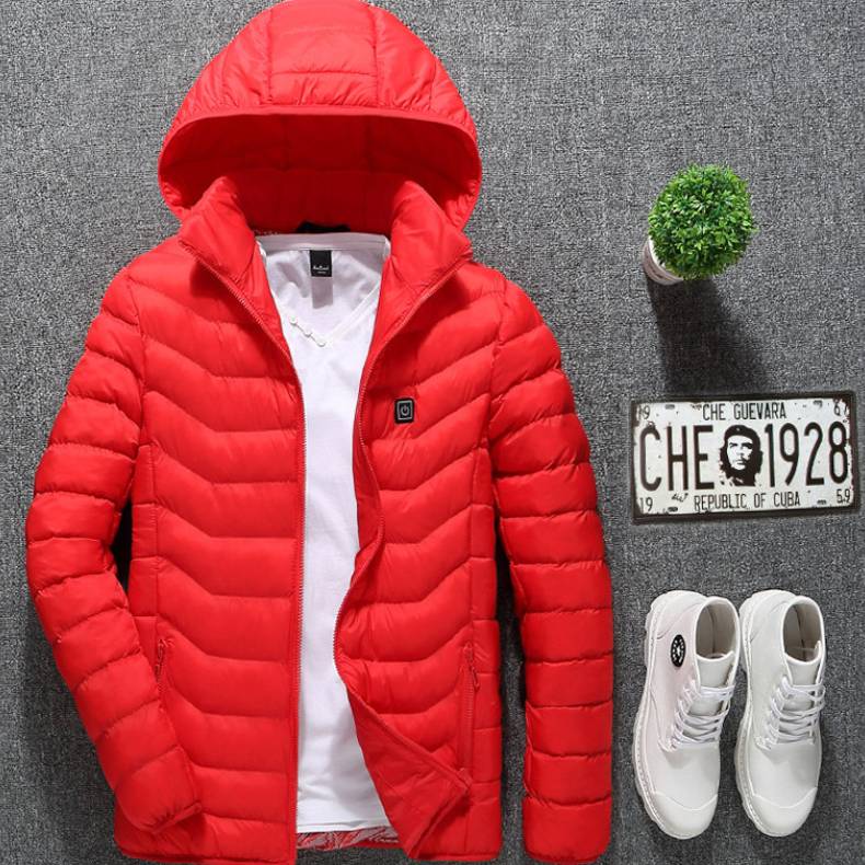 Winter Heated Jacket USB Electric Cotton Coat Zip-up Heater Thermal Clothing Heating Vest For Men by null