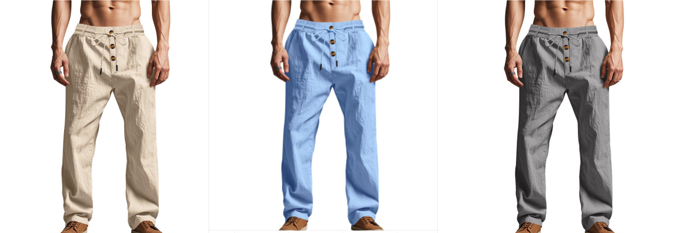 Men's Trousers Breathable Skin-Friendly Loose Fit Casual Beach Pants For Sports Summer by null