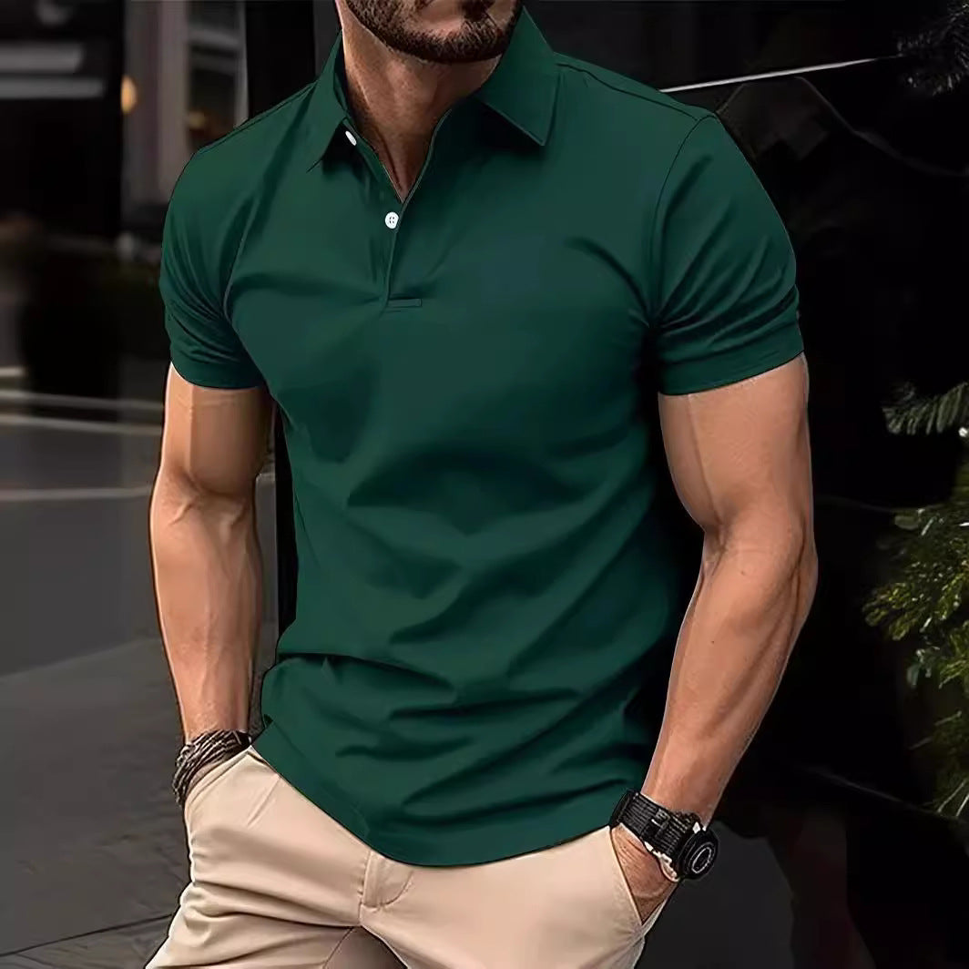 High Sense Casual Solid Color Buttons Short Sleeve by null