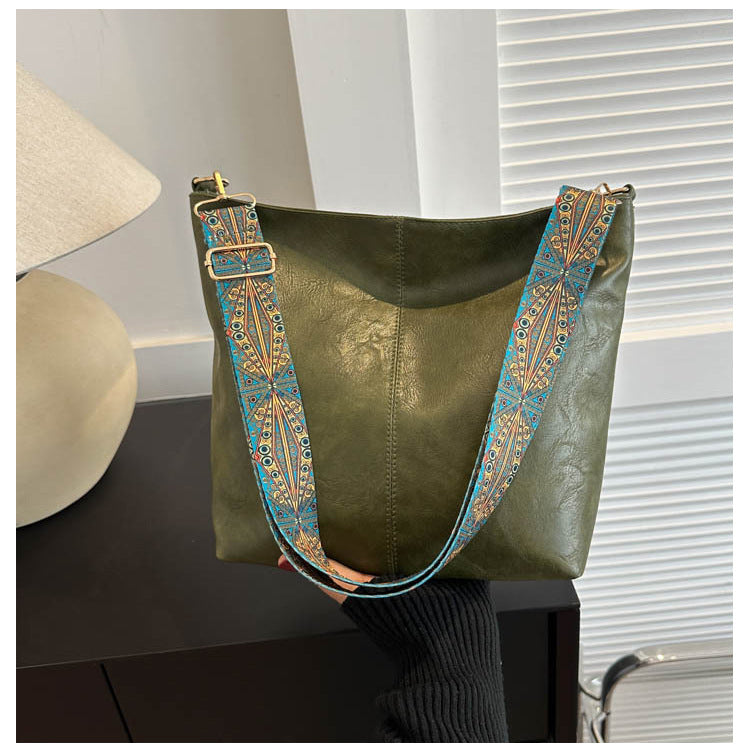 Buy Women's Shoulder Bag With Ethnic Style Wide Shoulder Strap Ins Large Capacity Bucket Crossbody Bags Fashion Handbag online at DLC Market