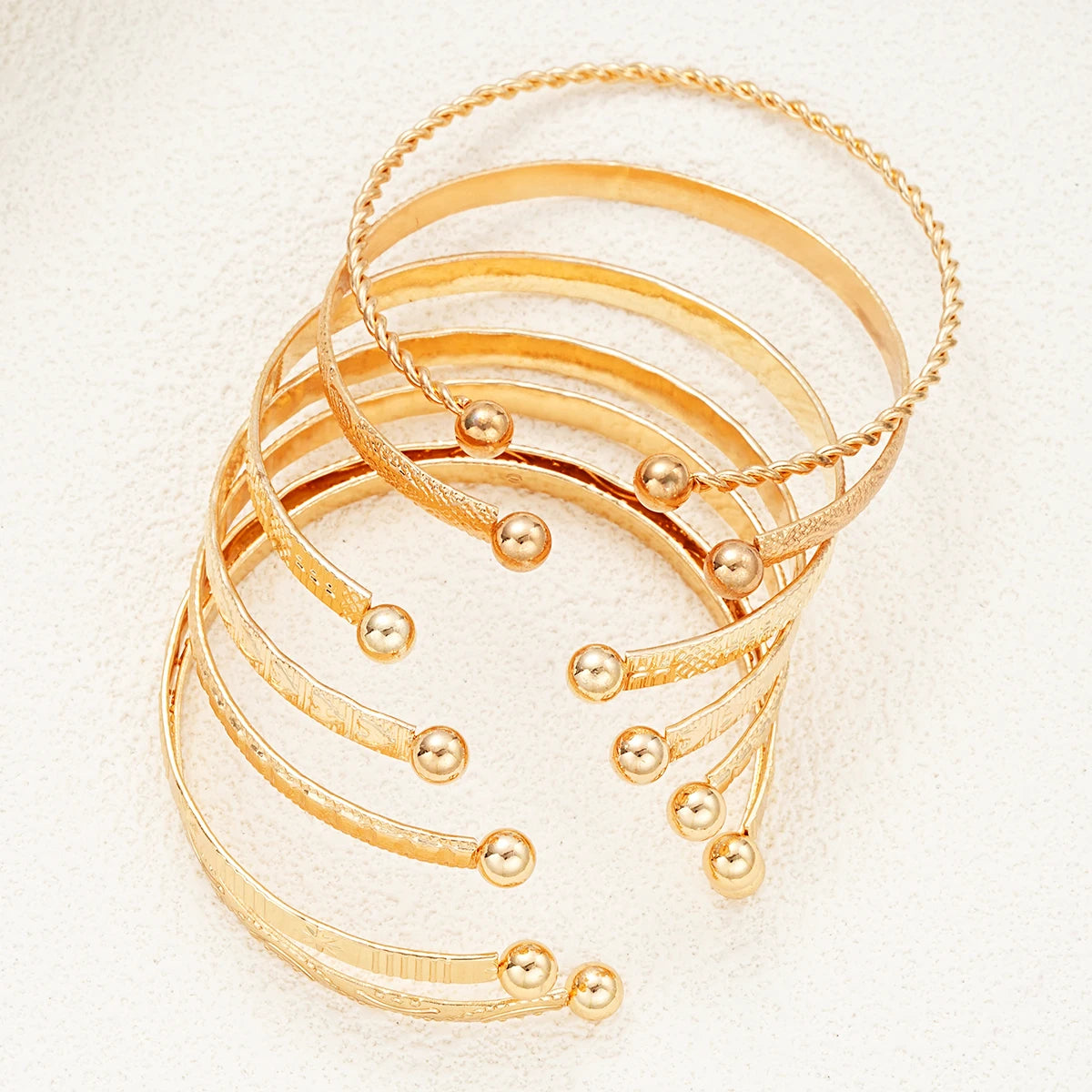 Buy 7 Pcs/Set Punk Gold Color Bracelets for Women Streetwear Goth Heart Prints Metal Design Open Bangle Fashion Jewelry Gifts online at DLC Market