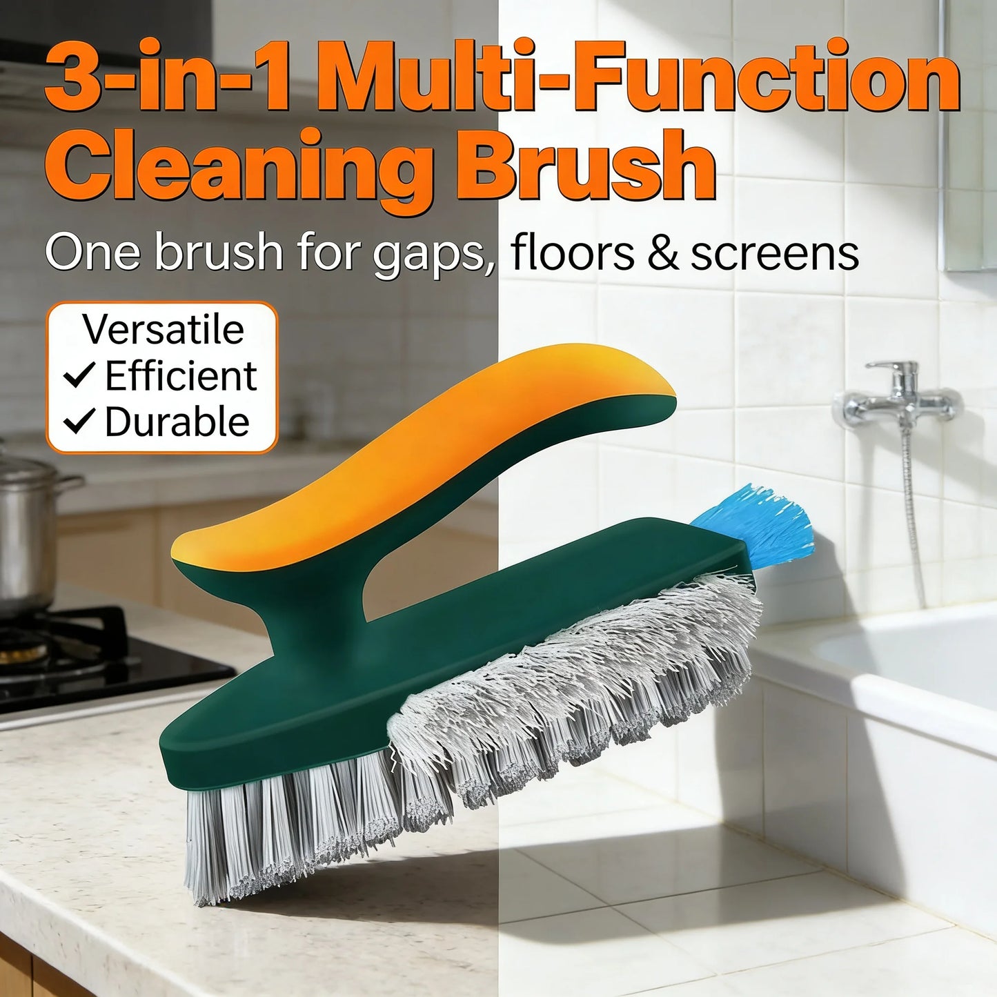Buy 3-In-1 Multi-Function Cleaning Brush Hard Bristle Scrub Brush With Gap Brush T-Handle Grout Cleaner For Bathroom Kitchen Window online at DLC Market
