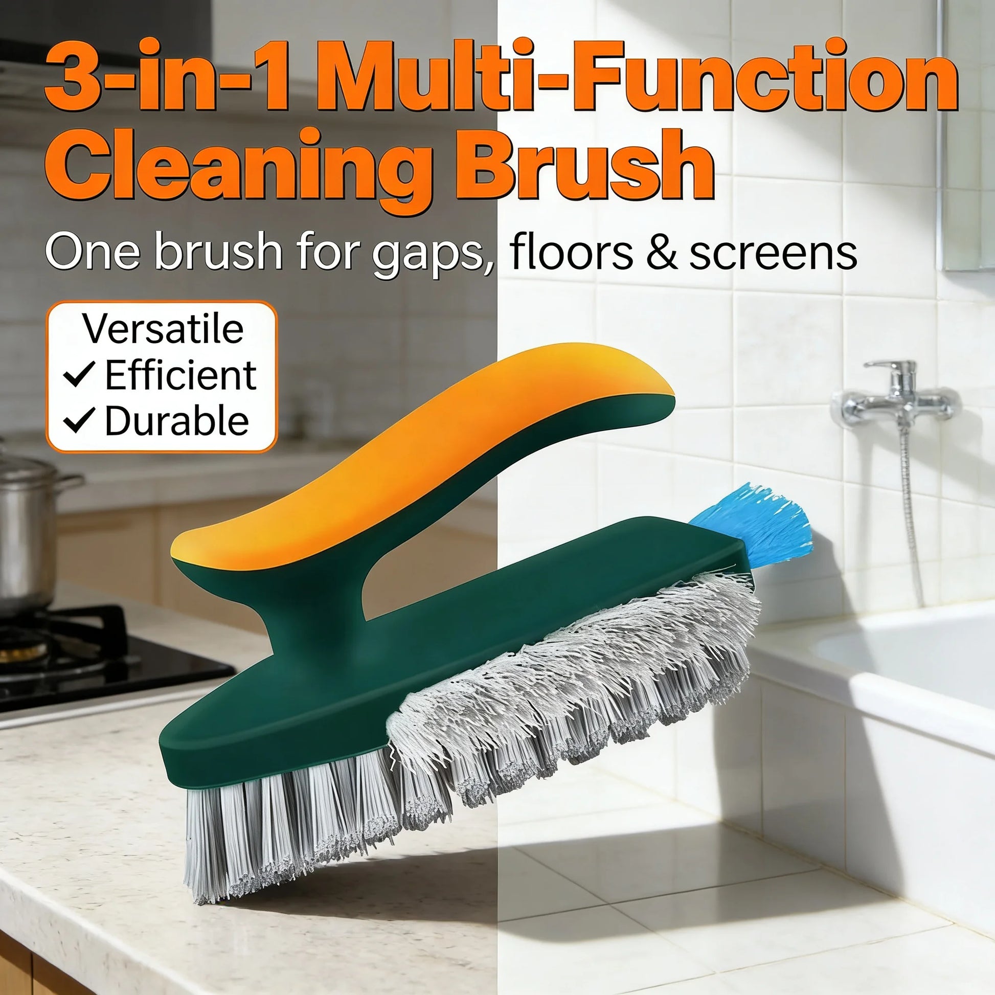 Buy 3-In-1 Multi-Function Cleaning Brush Hard Bristle Scrub Brush With Gap Brush T-Handle Grout Cleaner For Bathroom Kitchen Window online at DLC Market