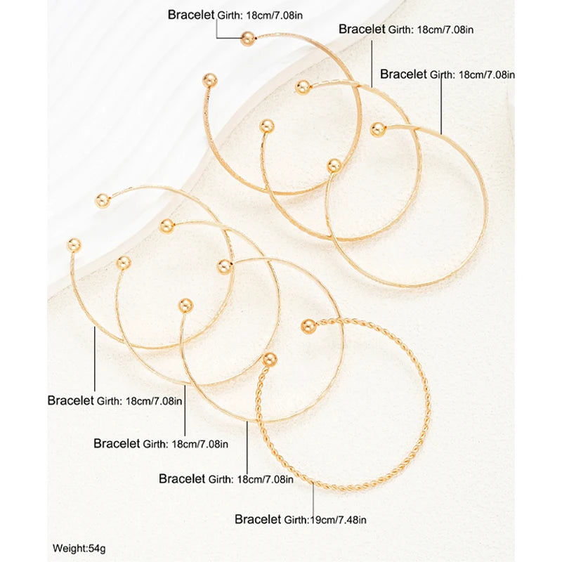 Buy 7 Pcs/Set Punk Gold Color Bracelets for Women Streetwear Goth Heart Prints Metal Design Open Bangle Fashion Jewelry Gifts online at DLC Market