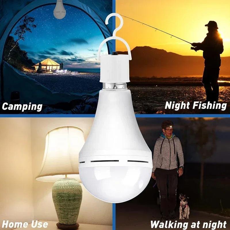 Buy LED Rechargeable Light Bulb 7w 9w 12w 15w 85-265V Emergency Bulb Portable Hanging Camping Lamp for Tent Home Power Failure Porch online at DLC Market