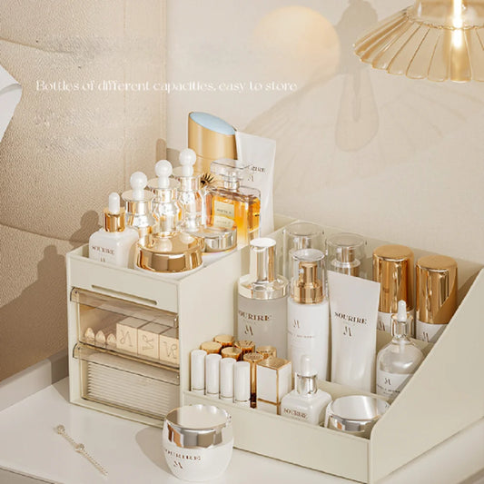 Transparent Drawer Style Makeup Box Dormitory Organizer Plastic Cosmetics Skincare Dressing Table Desktop Storage Box by DLC MARKET
