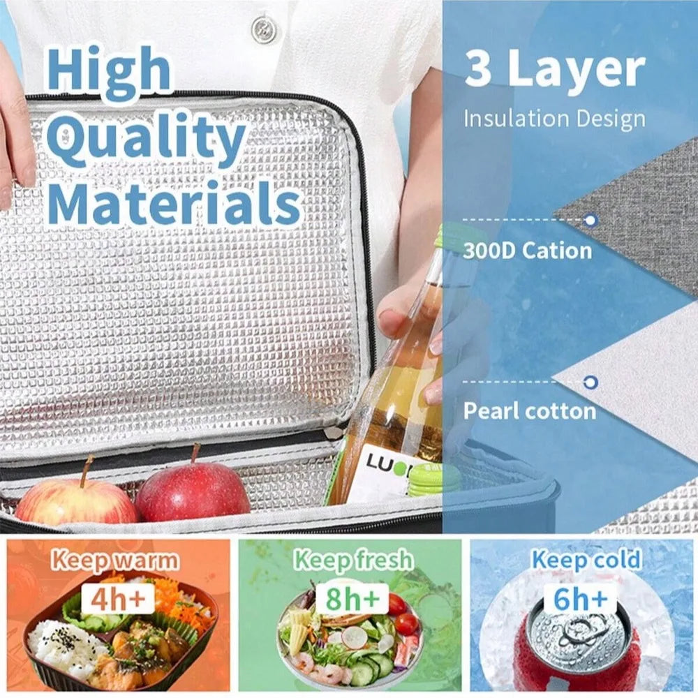 Buy Capacity hand-held with shoulder strap insulated bag, lunch box bag, student thickened waterproof lunch bag。-zmt online at DLC Market