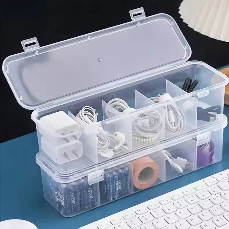 Transparent Data Cable Organizer Case Classification Dustproof Card Organizer with Lid Clutter Collection Box for Office Home by DLC MARKET
