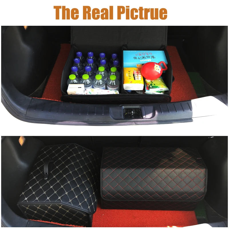 Car Trunk Organizer Box, Large Capacity, Auto Multiuse Tools, Storage Bag, Stowing, Tidying, Leather, Folding for Emergency by DLC MARKET