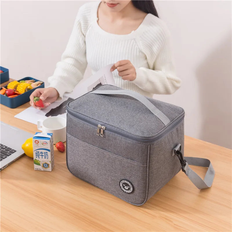Buy Capacity hand-held with shoulder strap insulated bag, lunch box bag, student thickened waterproof lunch bag。-zmt online at DLC Market