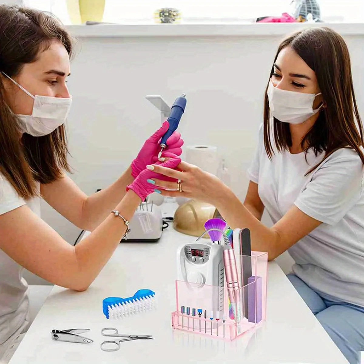 1PC Nail Drill Bits Holder Display Clear Nail Display Box Transparent Makeup Organizer Nail Manicure Tools Acrylic Nail Display by DLC MARKET
