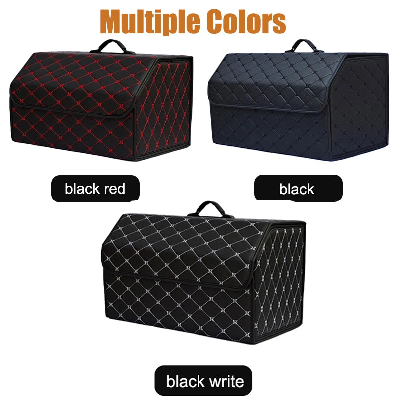 Car Trunk Organizer Box, Large Capacity, Auto Multiuse Tools, Storage Bag, Stowing, Tidying, Leather, Folding for Emergency by DLC MARKET