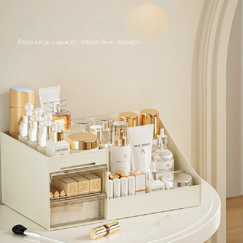 Transparent Drawer Style Makeup Box Dormitory Organizer Plastic Cosmetics Skincare Dressing Table Desktop Storage Box by DLC MARKET