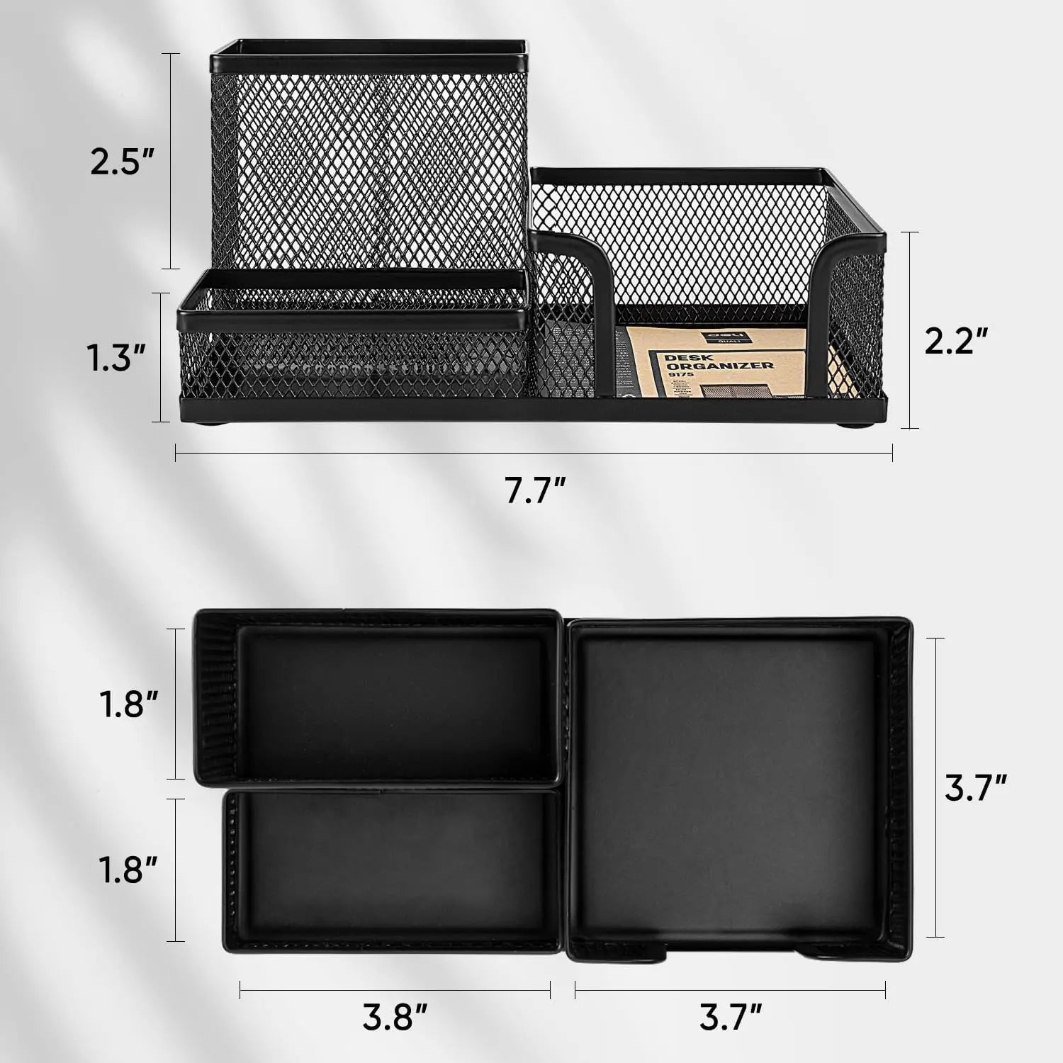 Mesh Desk Organizer Office Supplies Caddy with Pencil Holder and Storage Baskets for Desktop Accessories, 3 Compartments, Black by DLC MARKET