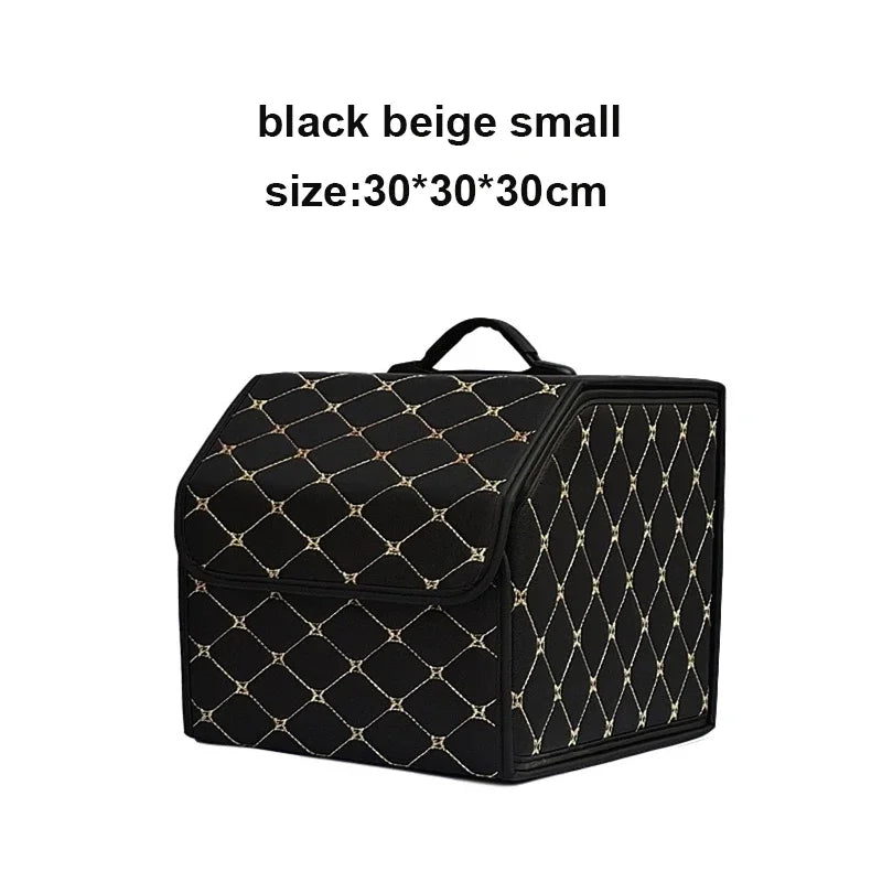 Car Trunk Organizer Box, Large Capacity, Auto Multiuse Tools, Storage Bag, Stowing, Tidying, Leather, Folding for Emergency by DLC MARKET