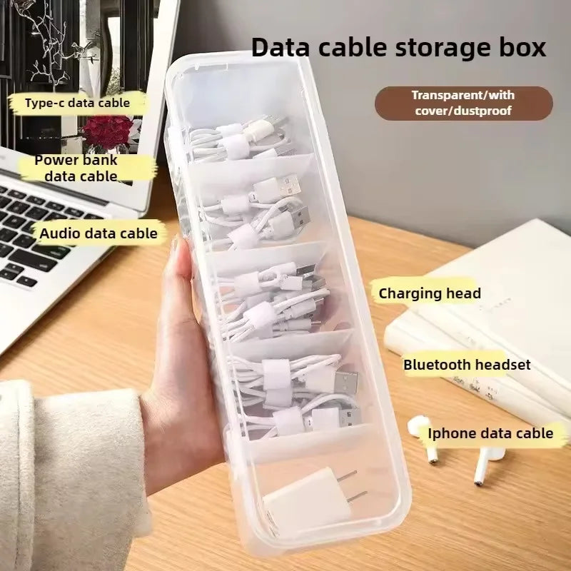 Transparent Data Cable Organizer Case Classification Dustproof Card Organizer with Lid Clutter Collection Box for Office Home by DLC MARKET