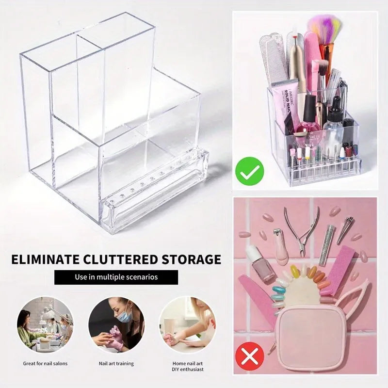 1PC Nail Drill Bits Holder Display Clear Nail Display Box Transparent Makeup Organizer Nail Manicure Tools Acrylic Nail Display by DLC MARKET