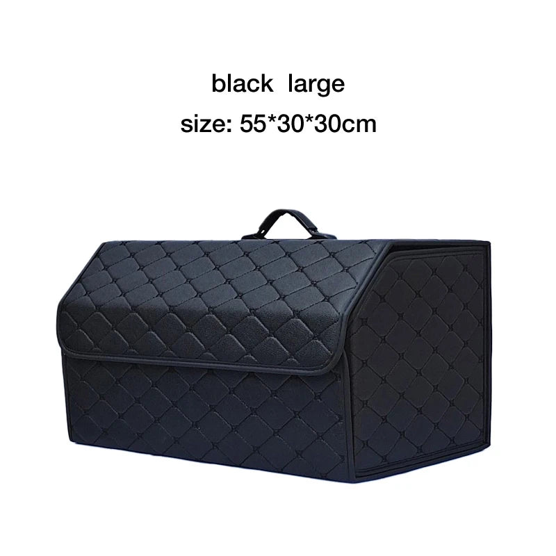 Car Trunk Organizer Box, Large Capacity, Auto Multiuse Tools, Storage Bag, Stowing, Tidying, Leather, Folding for Emergency by DLC MARKET
