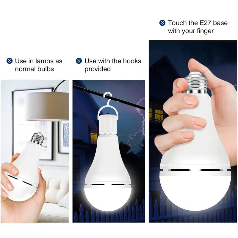 Buy LED Rechargeable Light Bulb 7w 9w 12w 15w 85-265V Emergency Bulb Portable Hanging Camping Lamp for Tent Home Power Failure Porch online at DLC Market