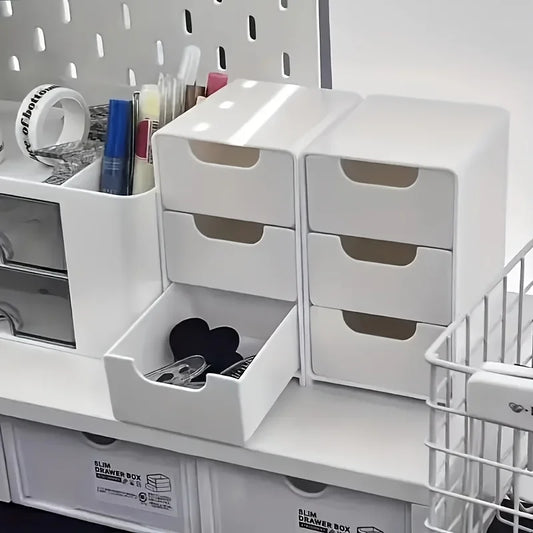 Chic 3-Tier Desk Organizer with Drawers - Ideal for Office Supplies, Jewelry & Cosmetics Storage - Portable Divider Box by DLC MARKET