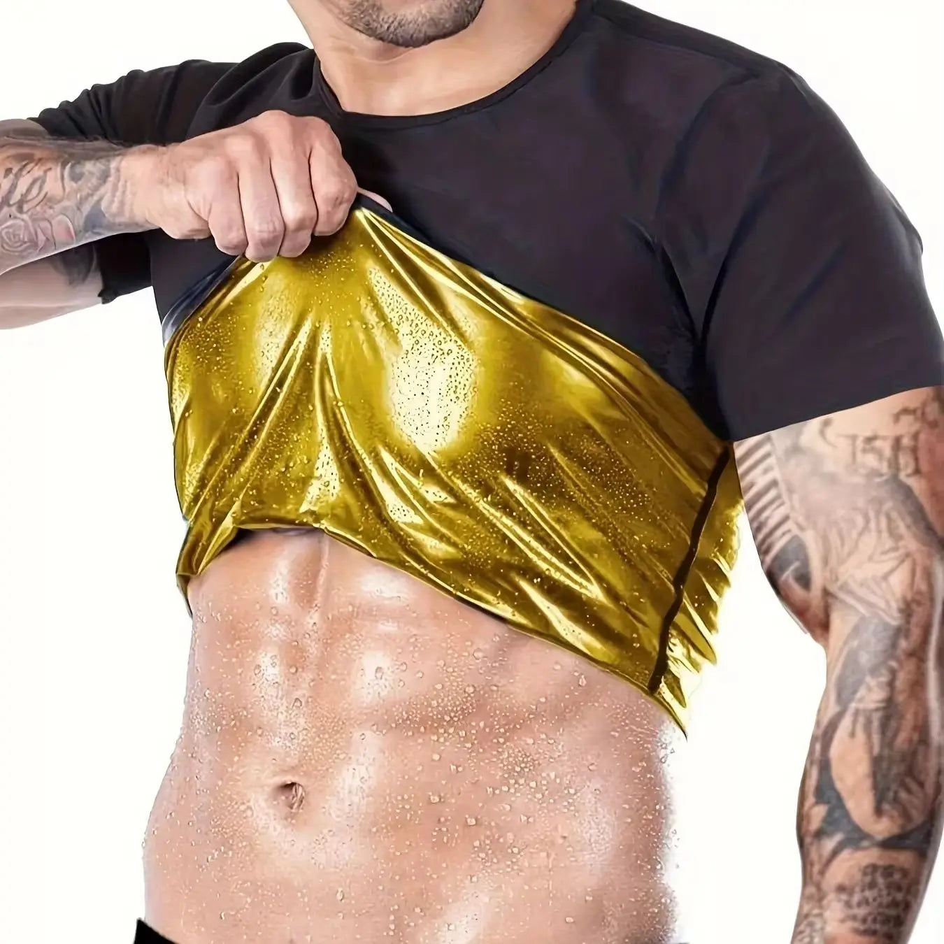 Buy Pop Closets Sauna Shirt for Men Sweat Suit Short Sleeve Compression T-Shirt Weight Loss Body Shaper Shirts for Workout Sports online at DLC Market