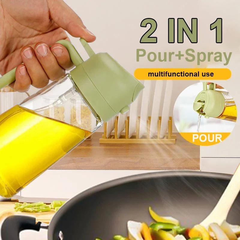 Buy 2-in-1 Kitchen Oil Sprayer and Dispenser Bottle, Plastic Oil Mister for Cooking, BBQ, Baking, Roasting and Picnic online at DLC Market