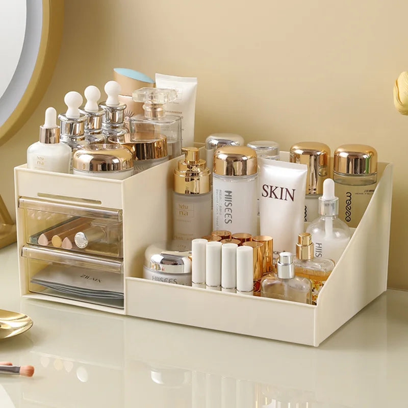 Transparent Drawer Style Makeup Box Dormitory Organizer Plastic Cosmetics Skincare Dressing Table Desktop Storage Box by DLC MARKET