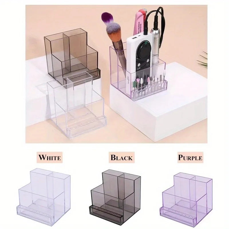 1PC Nail Drill Bits Holder Display Clear Nail Display Box Transparent Makeup Organizer Nail Manicure Tools Acrylic Nail Display by DLC MARKET