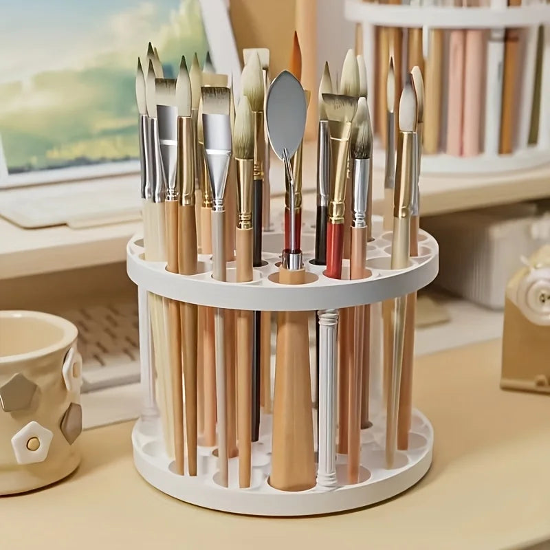360 degree rotating white makeup brush holder organizer | DLC Market