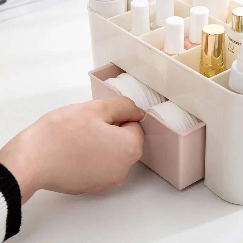 Makeup Organizer Storage Box With Drawer Cotton Swab Stick Storage Case Lipstick Organizer Brush Holder Makeup Acrylic Plastic by DLC MARKET