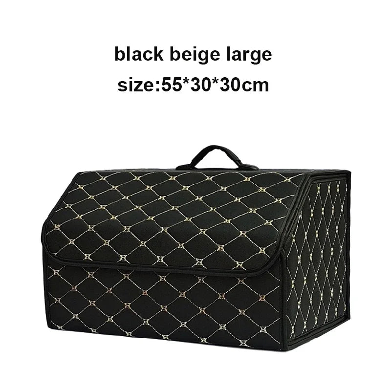 Car Trunk Organizer Box, Large Capacity, Auto Multiuse Tools, Storage Bag, Stowing, Tidying, Leather, Folding for Emergency by DLC MARKET