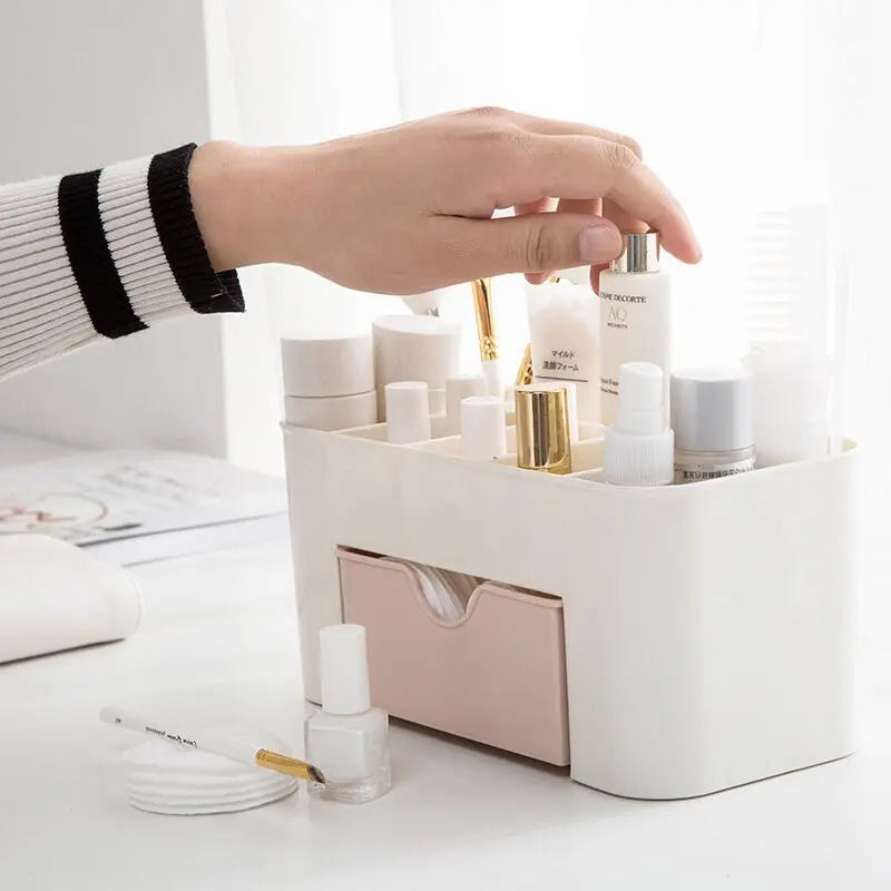 Makeup Organizer Storage Box With Drawer Cotton Swab Stick Storage Case Lipstick Organizer Brush Holder Makeup Acrylic Plastic by DLC MARKET