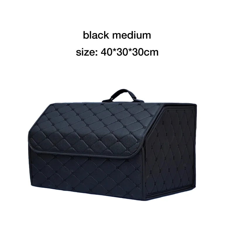 Car Trunk Organizer Box, Large Capacity, Auto Multiuse Tools, Storage Bag, Stowing, Tidying, Leather, Folding for Emergency by DLC MARKET