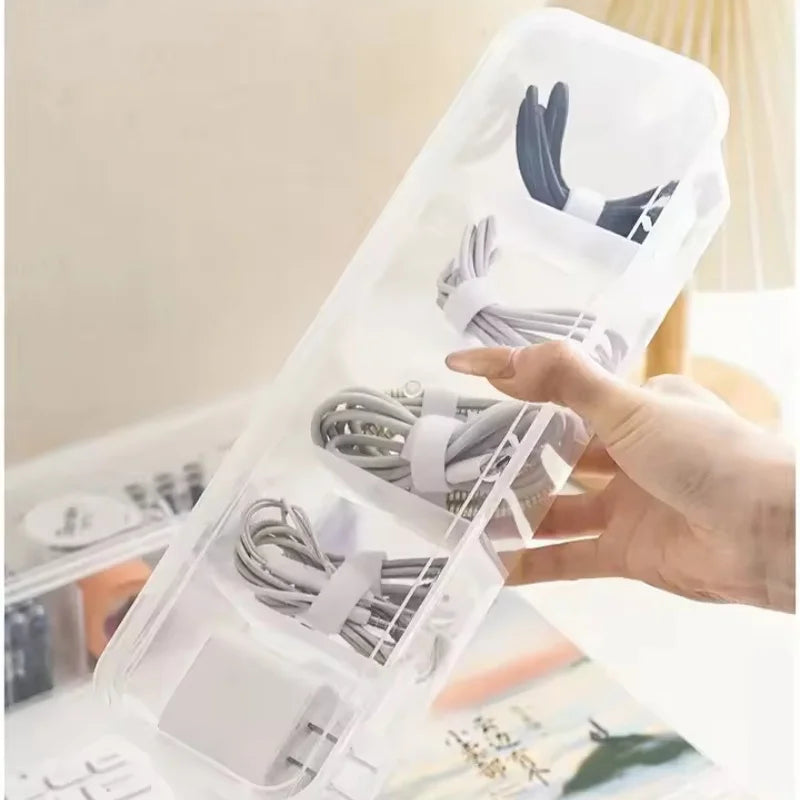 Transparent Data Cable Organizer Case Classification Dustproof Card Organizer with Lid Clutter Collection Box for Office Home by DLC MARKET