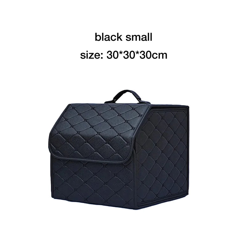 Car Trunk Organizer Box, Large Capacity, Auto Multiuse Tools, Storage Bag, Stowing, Tidying, Leather, Folding for Emergency by DLC MARKET